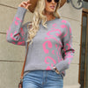 Round Neck Pullover Leopard Print Long Sleeve Mid-length Sweater