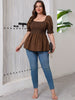 Women's Plus Size Elegant Ruched Leopard Print Blouse - Summer Short-Sleeve Off-Shoulder Top For Work & Resort