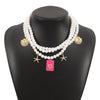 Personalized conch and starfish pendant necklace earrings