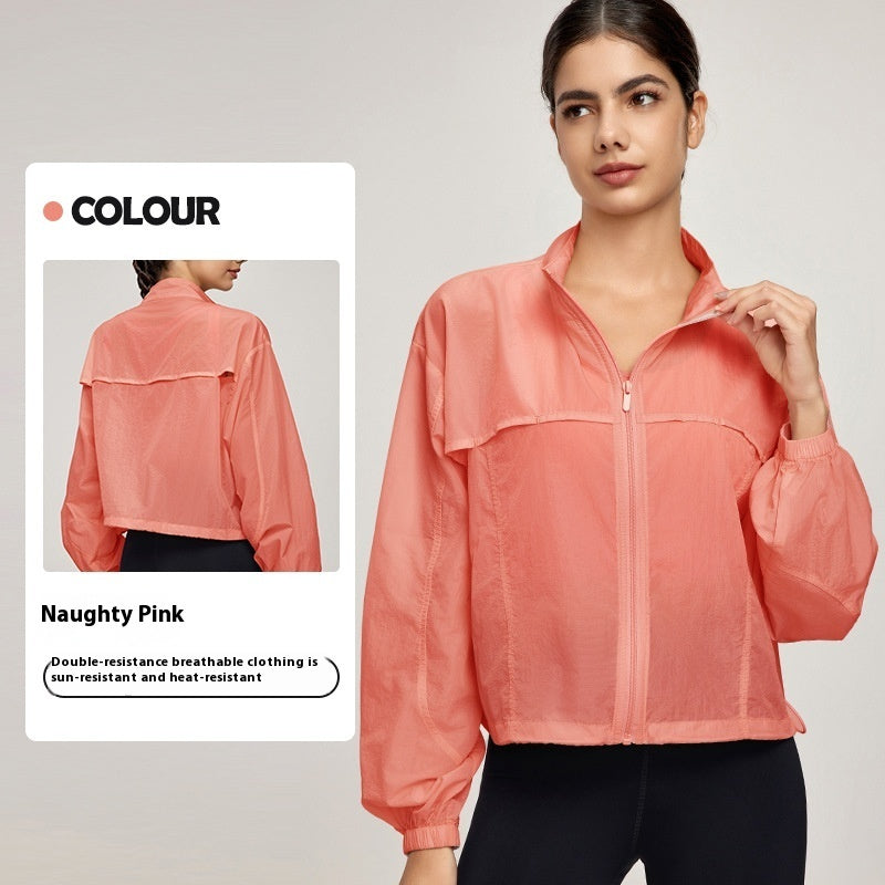 Summer Mountain Stand Collar Sports Jacket Women's Outdoor Breathable Lightweight Cardigan