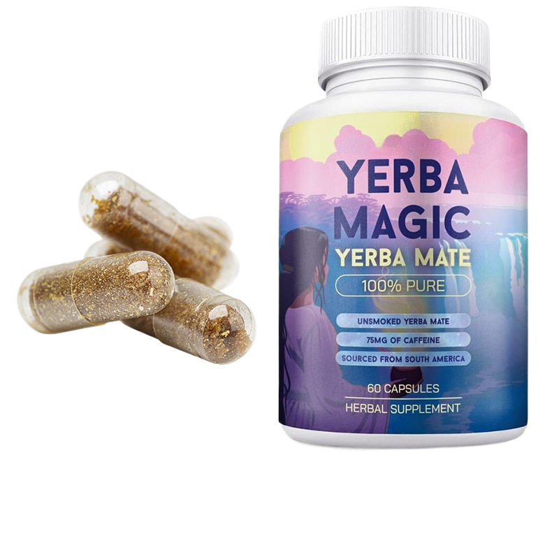 Yerba mate tea capsule bottle