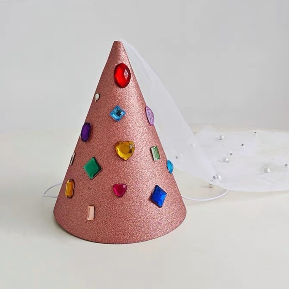 Color Diamond Princess Cap Triangle Cap Children's Festival One-year-old Party Venue Atmosphere Photo Props