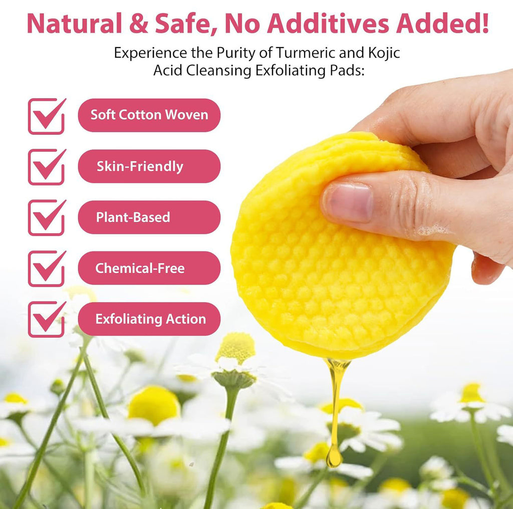 KOJIC ACID & TURMERIC CLEANSING PADS Turmeric Kojic Acid Cleaning Cotton Sheet