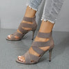 Fish-mouth high-heeled solid-color sandals