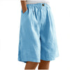 Women's Casual High Waist Loose Fit Solid Color Shorts - Button & Elastic Waist With Pockets, Comfortable Summer Shorts