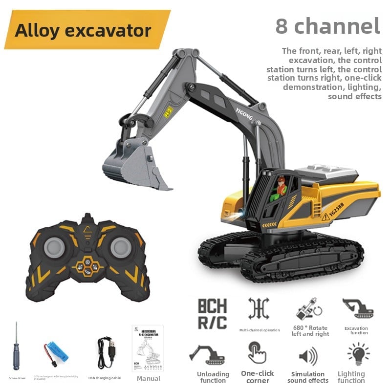 children's remote control excavator engineering vehicle alloy digging dump truck bulldozer toys