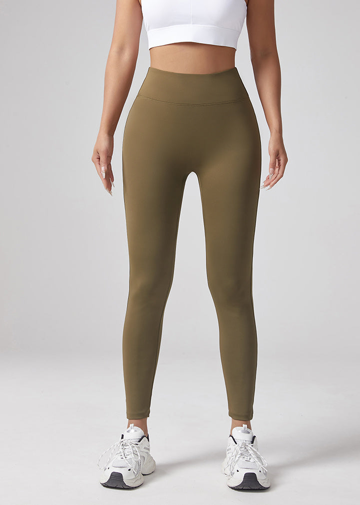 Yoga Waist Pleated Peach Hip Lifting Sports Pants For Female Workers, Pocket High Waisted Button Down Pants