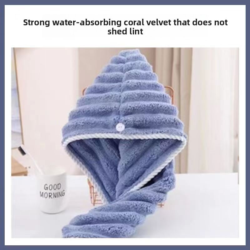 Women's Quick-dry Coral Velvet Hair Drying Hat with Wavy Pattern