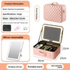 The makeup bag comes with a mirror and a lamp