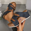 Foreign Trade plus size Thick Bottom Wedge Slippers 2025 Summer New Buckle with Bubble Bottom Beach Open Toe Women's Shoes