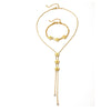 European and American three-dimensional flower tassel round snake chain Japanese and Korean new fashion stainless steel long temperament pendant suit