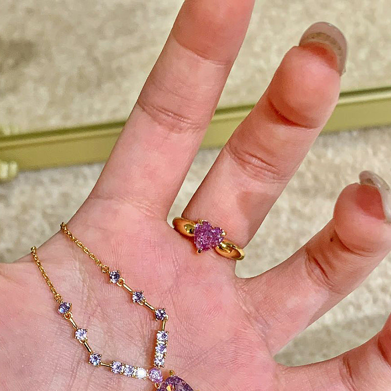 Heart-shaped Purple Flame-Defying Female Ring