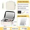 The makeup bag comes with a mirror and a lamp