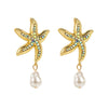 Personalized conch and starfish pendant necklace earrings
