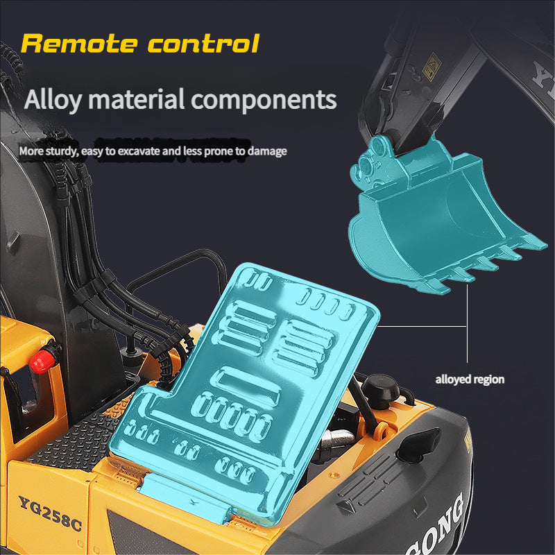 Remote control excavator alloy remote control car excavator engineering car toy charging  children's toy car wholesale