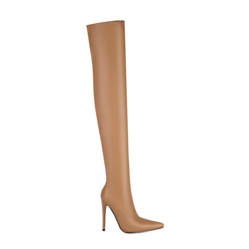 Solid-color knee-high boots