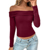 Y2g Pleated Off-shoulder Long Sleeve Sexy Hot Girl Top