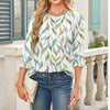 Womens Dressy Casual 3 4 Sleeve Tops Summer Trendy Puff-Sleeve Crew Neck Blouses With Smocked Cuffs