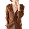 Double-headed Zipper Hooded Knit Women's Cardigan Coat
