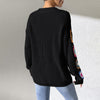 Sweet Commute Style V-neck Jacquard Flowers Regular Sleeve Sweater Pullover