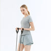Mesh Stitching Yoga Short-sleeved Sports T-shirt Women's Round Neck Top
