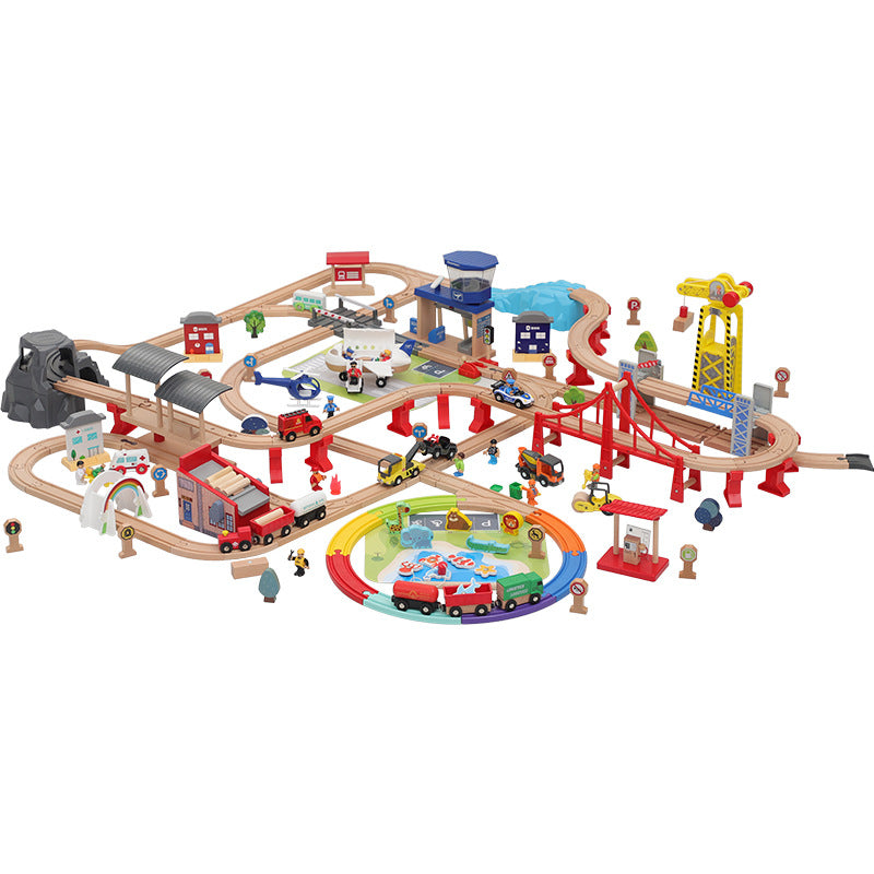 Luxury scene Metropolis train track toy suit compatible with wooden Thomas small train toy
