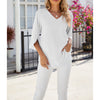 Women's Chiffon Blouses 3 4 Sleeve Summer Dressy Tunic Tops Casual Loose V Neck T-Shirts