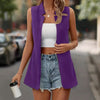 Women's Elegant Solid Sleeveless Vest Cardigan - Stand Collar Summer Outerwear