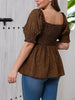 Women's Plus Size Elegant Ruched Leopard Print Blouse - Summer Short-Sleeve Off-Shoulder Top For Work & Resort