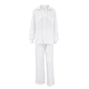 Women's Casual Solid Color Lounge Set - Loose Fit Long Sleeve Top & Pants With Chest Pockets Comfortable Home Wear