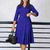 Women's Elegant V-Neck Cross-Wrap A-Line Dress With Belt & Ruffled Hem - Office & Casual Solid Dress For Spring&Summer