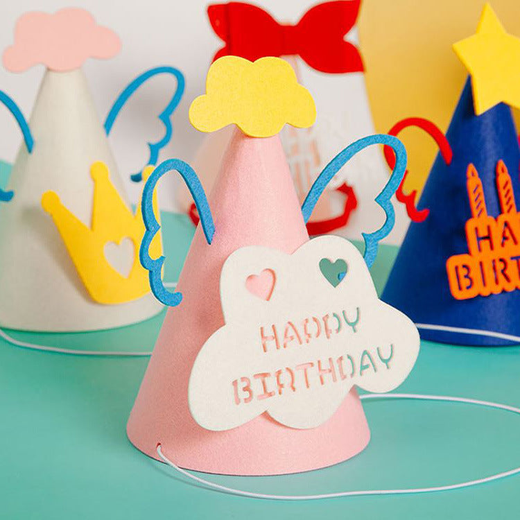 Felt hat children's birthday non-woven hat party yellow crown decorative hat diy crown props
