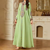 Elegant Women's Long Sleeve Floor-Length Dress - Stand Collar With Geometric Print & Sequins Detail Dress For Casual&Party Wear