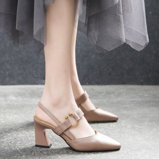 Women's Casual Square Toe Back Empty Sandals with Chunky Heel