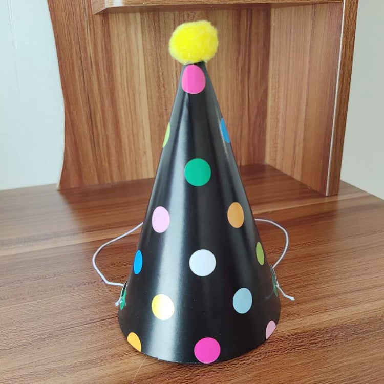 Children's birthday party polka dot pompom party hat crown hat set baby one year old full moon photo props