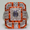 Artificial zircon ring with slightly set diamonds
