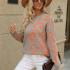 Round Neck Pullover Leopard Print Long Sleeve Mid-length Sweater