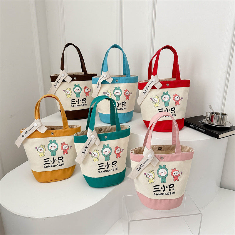 Cartoon-printed bucket bag