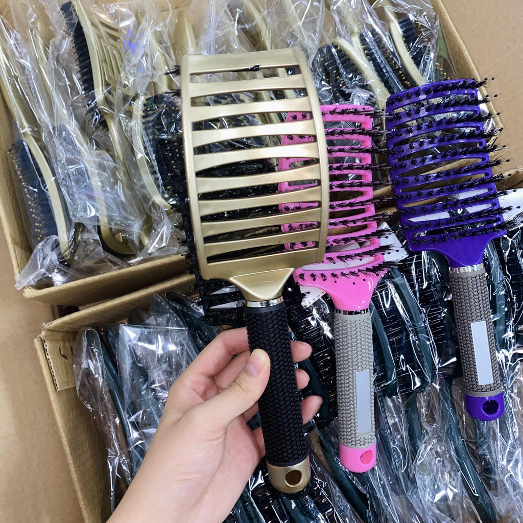 Oversize Curved Bristle Massage Hair Comb for Women High Volume Styling