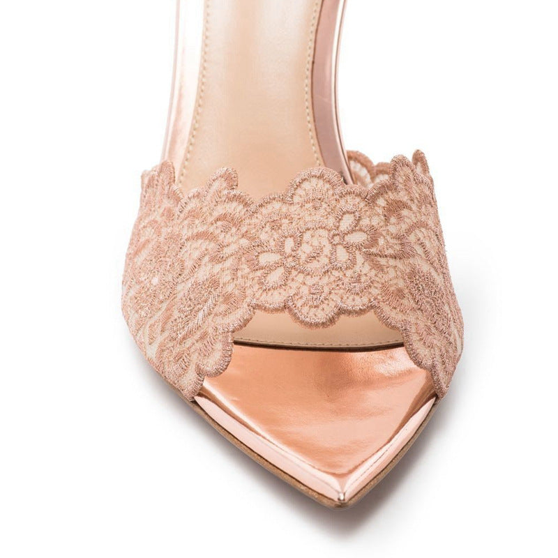lace high heel slippers