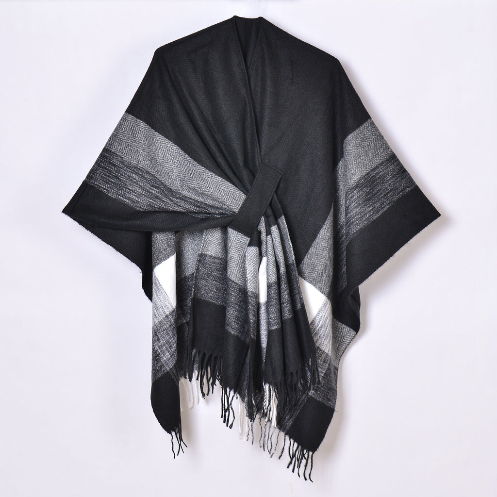 Women's Jacquard Warm Tassel Cardigan Outer Wear
