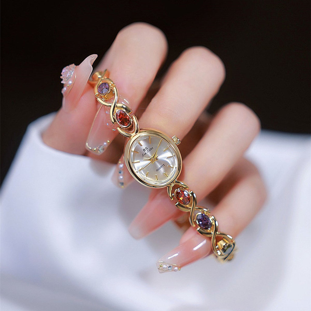 BS brand 2023 New HOT Watch Factory Direct fashion trend Oval color treasure rainbow light luxury F1726