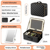 The makeup bag comes with a mirror and a lamp