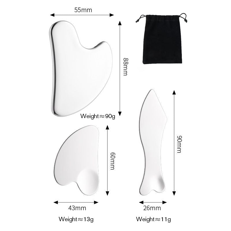 Stainless steel gua sha board large heart-shaped face scraping firming lifting massage board multifunction heart-shaped fascia knife
