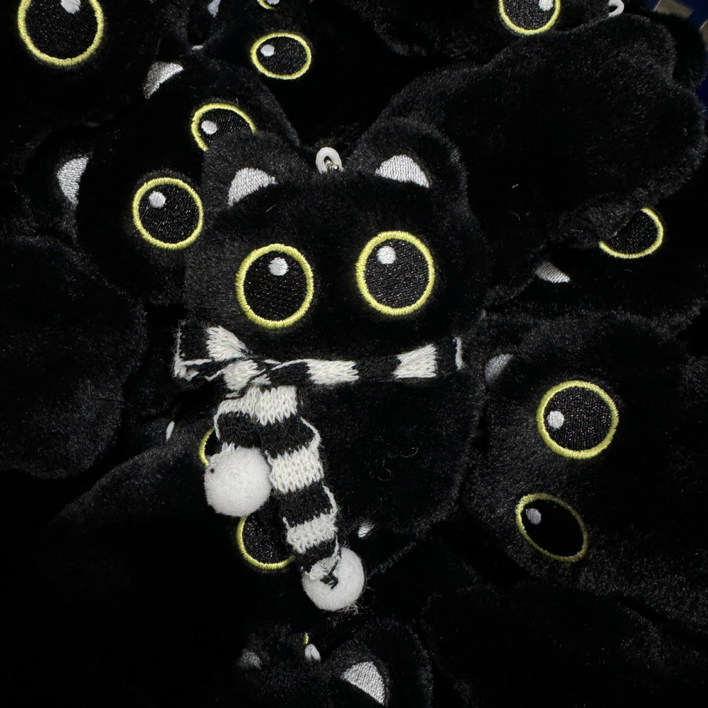 Cute Squeaking Black Cat Plush Doll Keychain Pendant