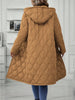 Ladies' Solid-Colored Zipper Fly Hooded Padded Coat