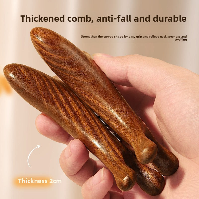 Sandalwood Four-in-One Meridian Massage Comb for Scalp and Acupoint Relief