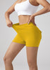 V-waist Stretch Yoga Workwear, Pocket Button Tight Pants, Women's Peach Hip Running And Fitness Shorts