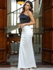 Women Sexy Off Shoulder Sleeveless Black&White Elegant  Bodycon Dress
