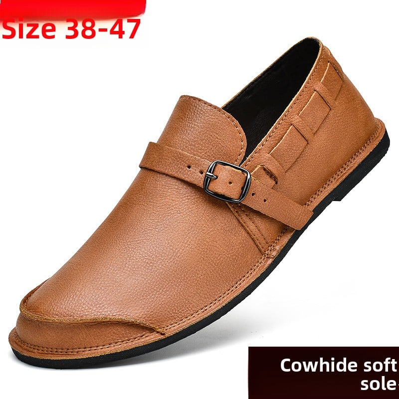 Men's lazy casual leather shoes for spring and autumn